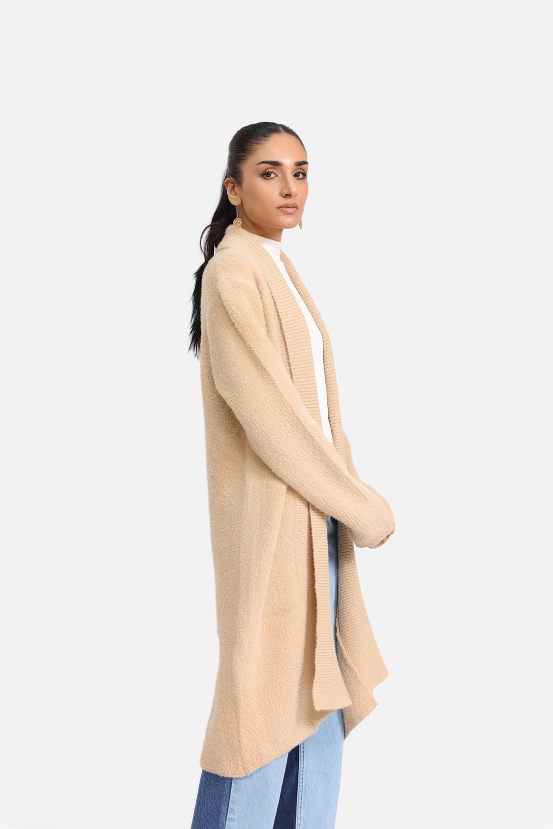OPEN-FRONT LONG CARDIGAN