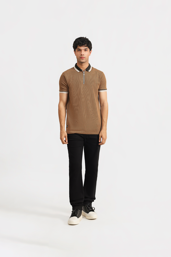 Zipper Textured Polo