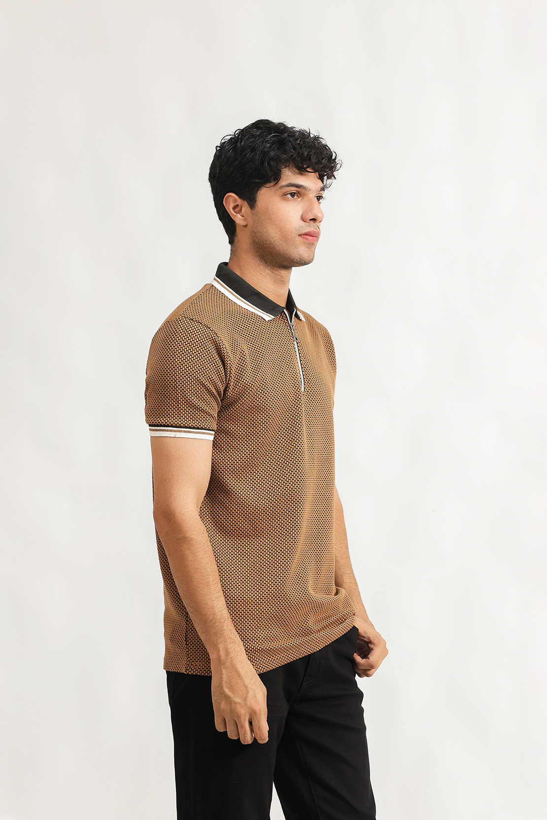 Zipper Textured Polo