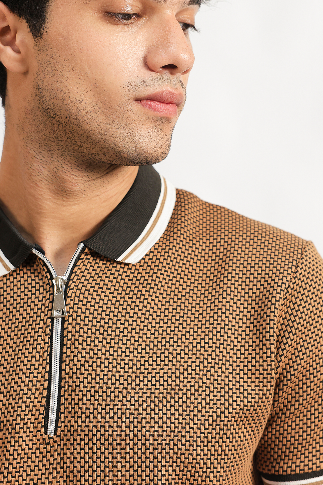 Zipper Textured Polo