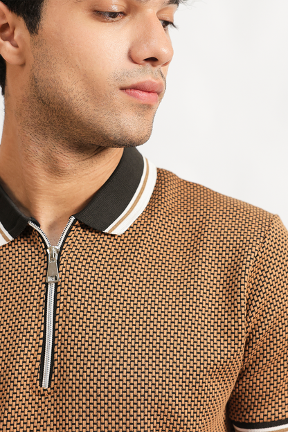 Zipper Textured Polo