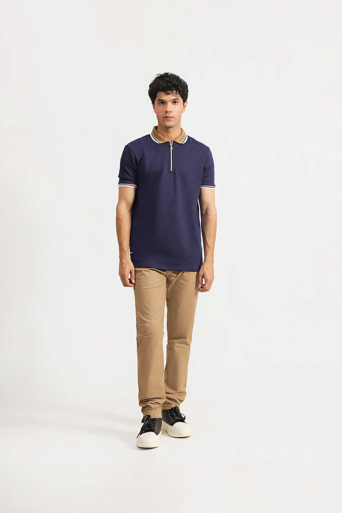 Zipper Textured Polo