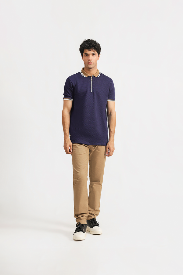 Zipper Textured Polo