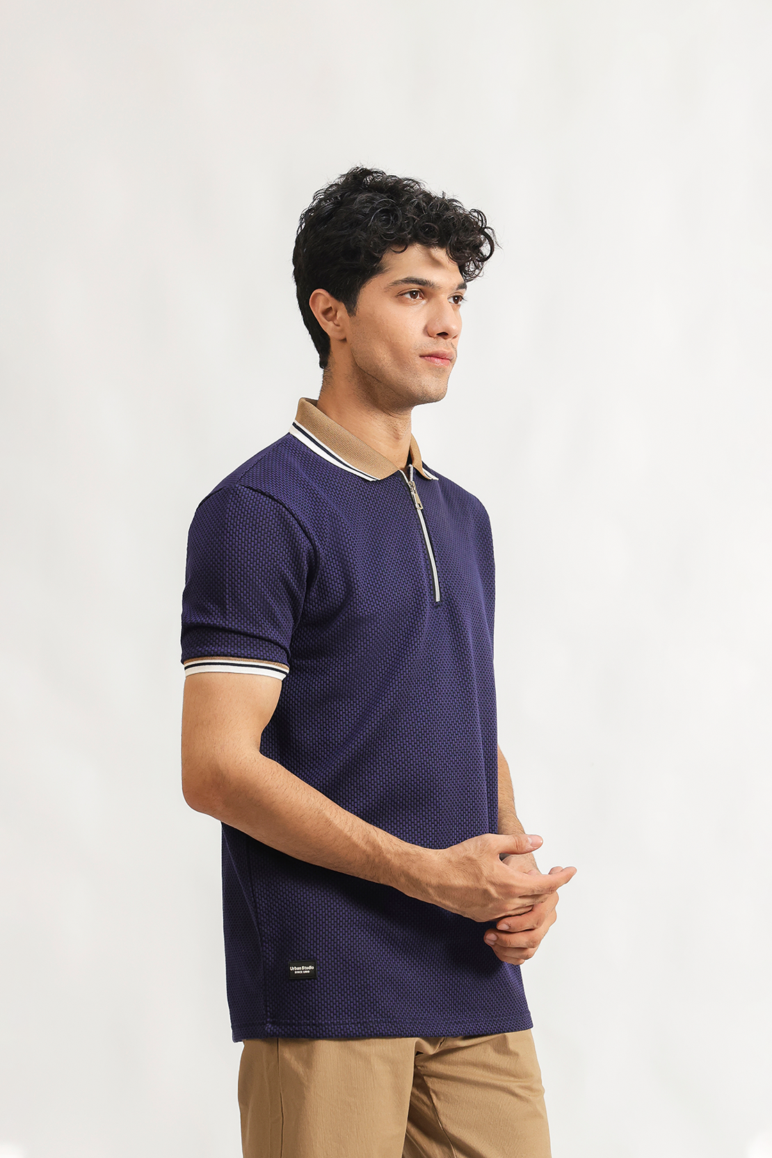 Zipper Textured Polo