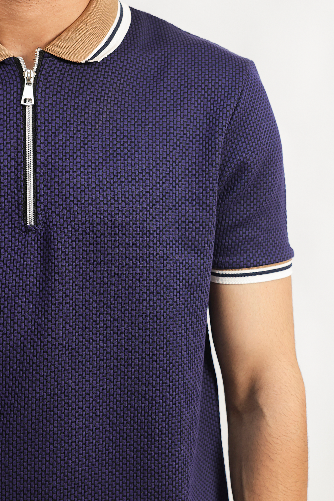 Zipper Textured Polo