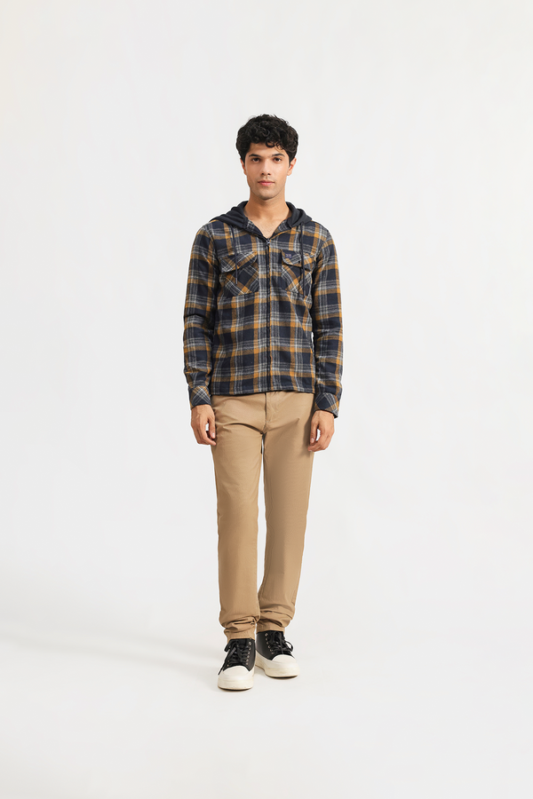 Flannel Hooded shacket