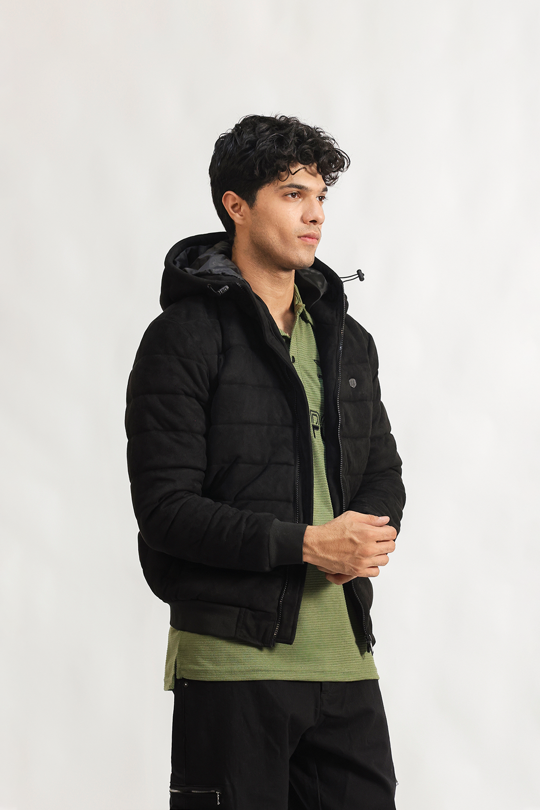 SUEDE HOODED JACKET