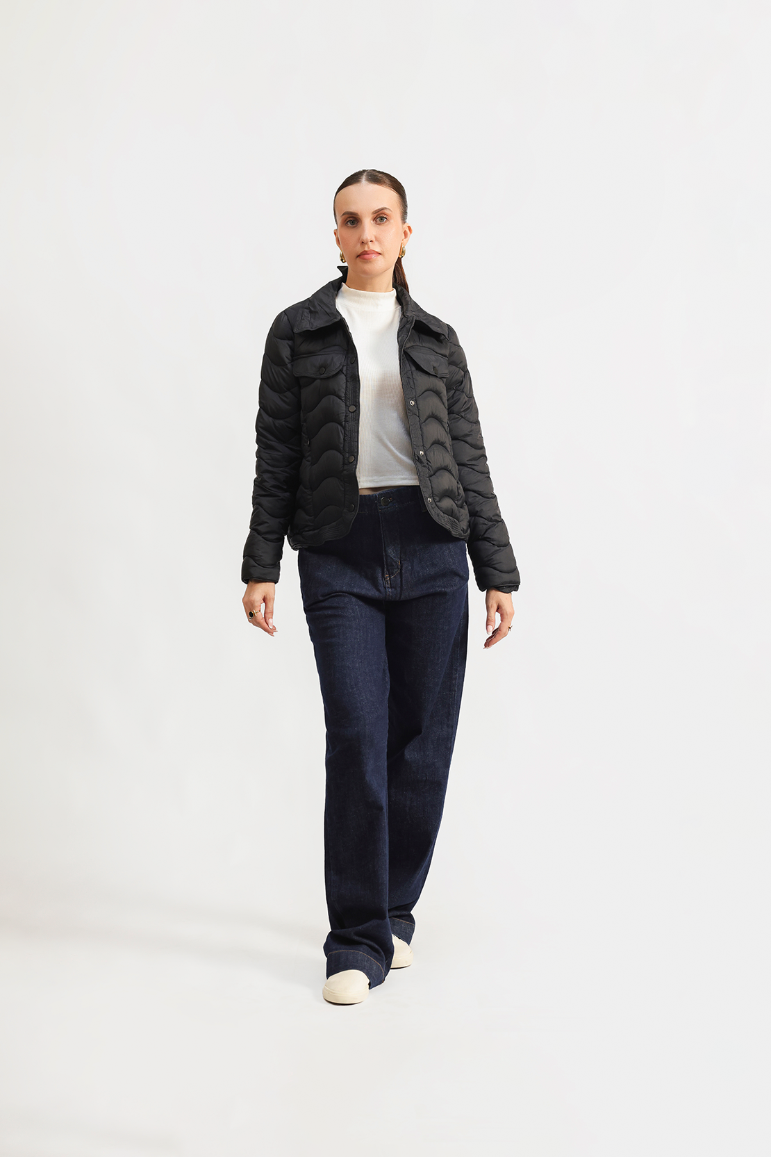 Quilted button-down jacket