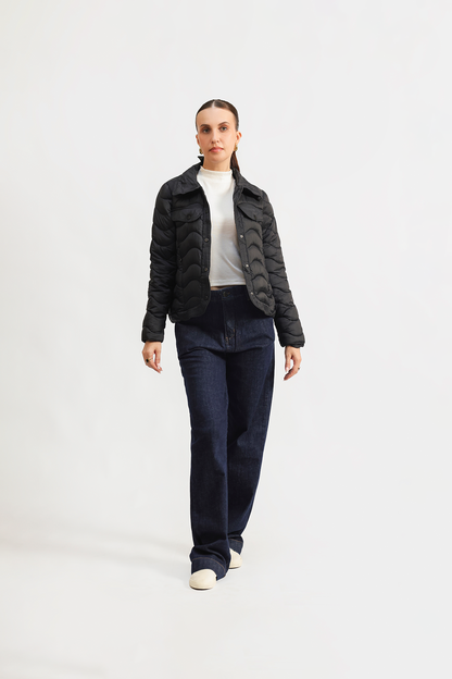 Quilted button-down jacket