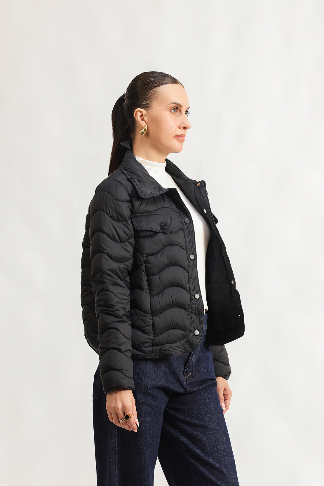 Quilted button-down jacket