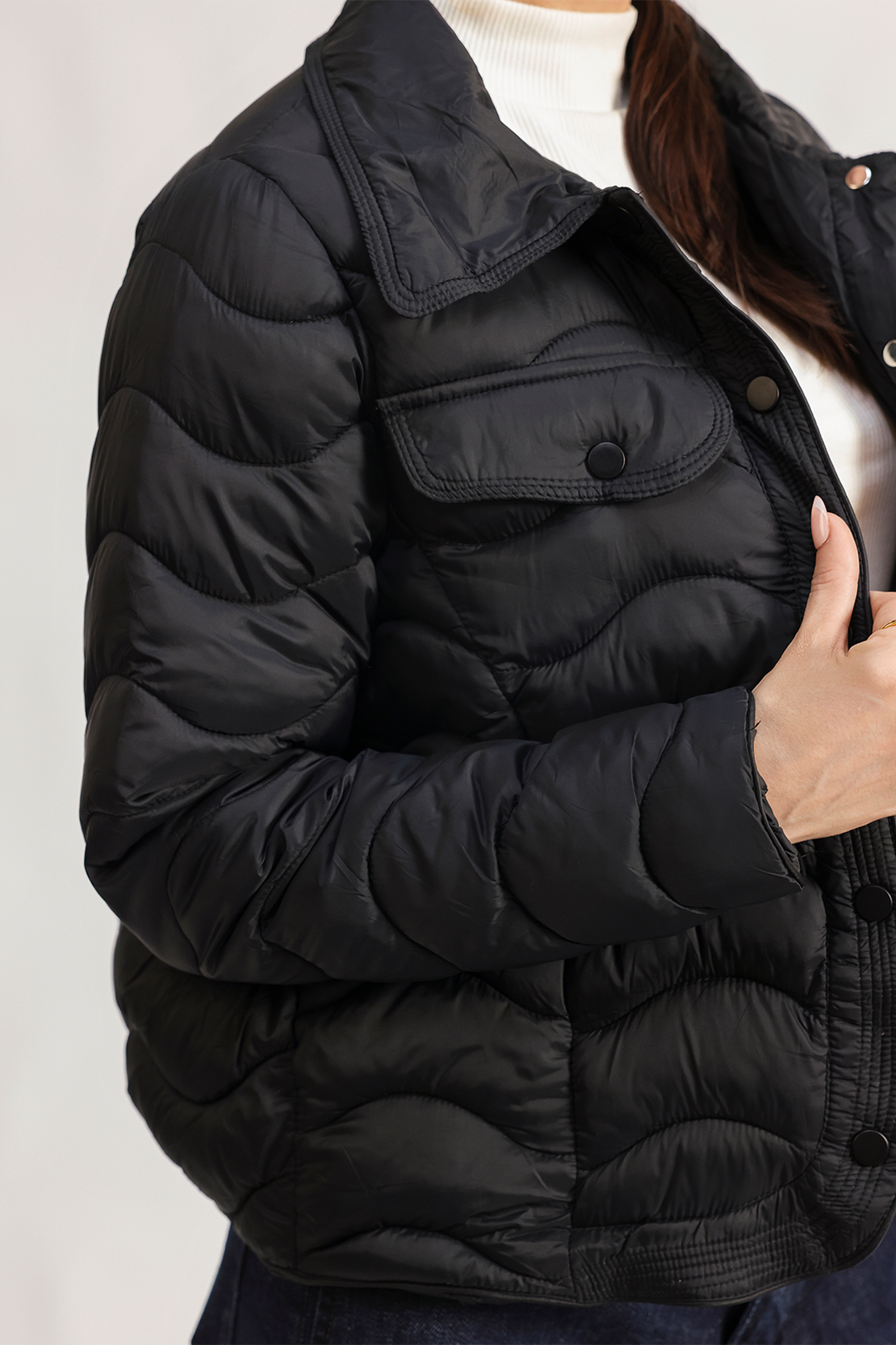 Quilted button-down jacket