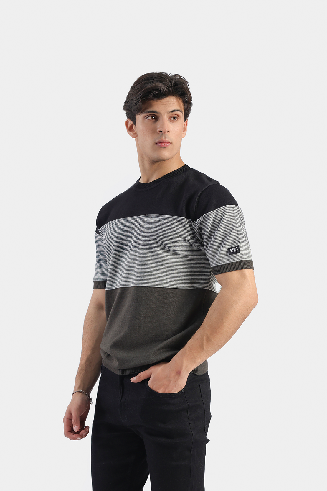 Striped knit T-shirt