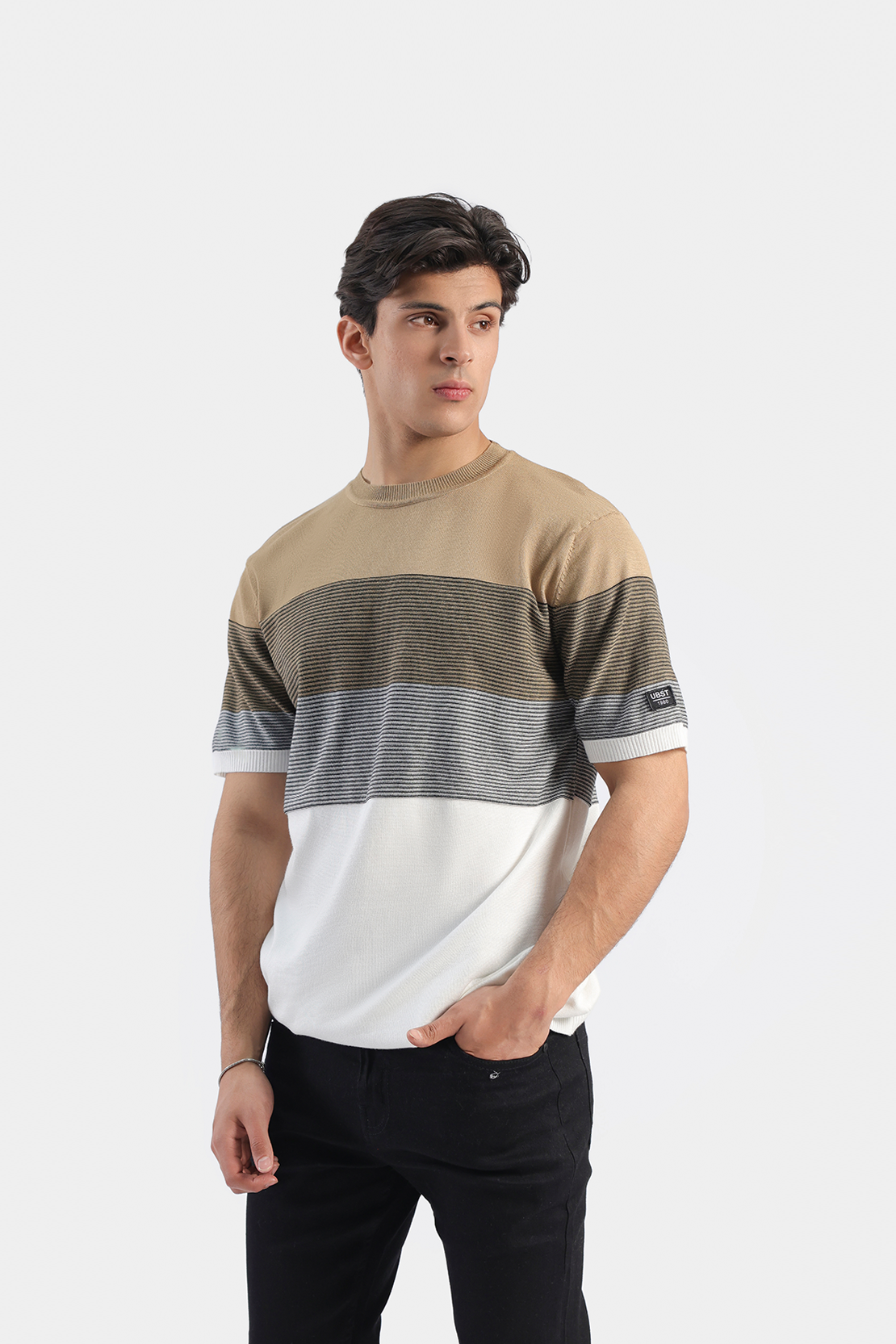 Striped knit T-shirt
