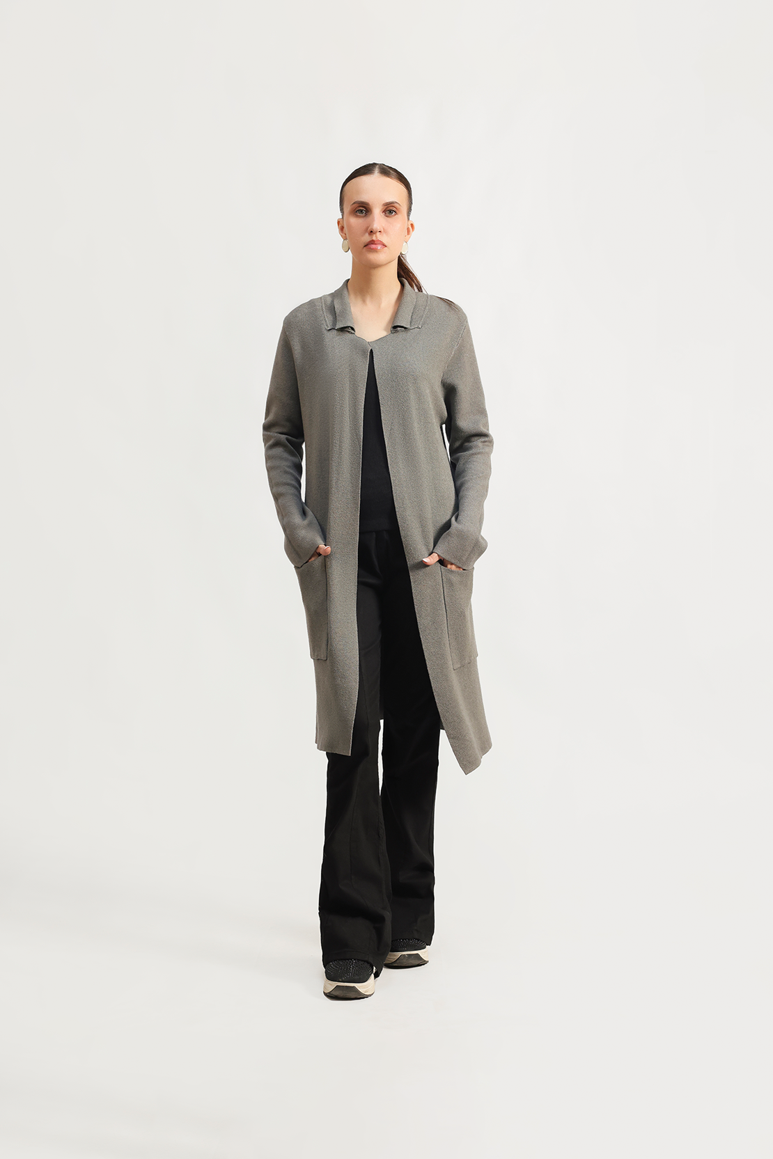 OPEN-FRONT LONG CARDIGAN