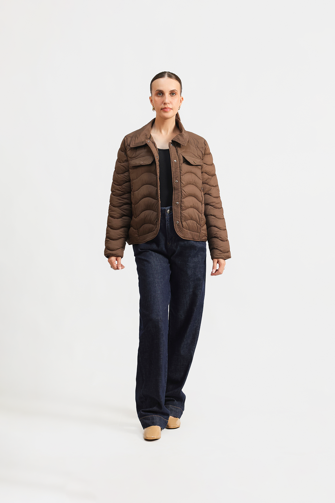 Quilted button-down jacket