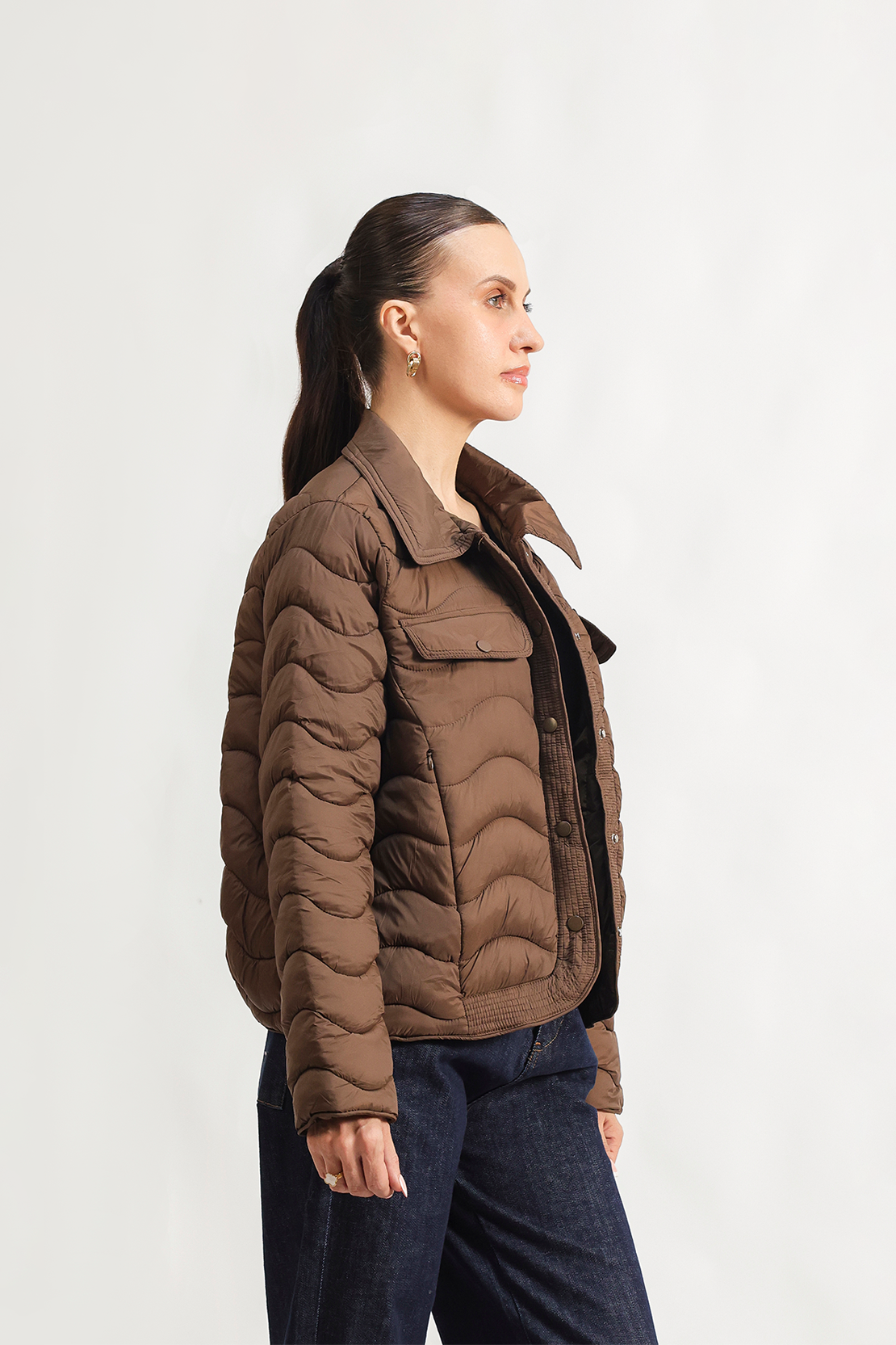 Quilted button-down jacket