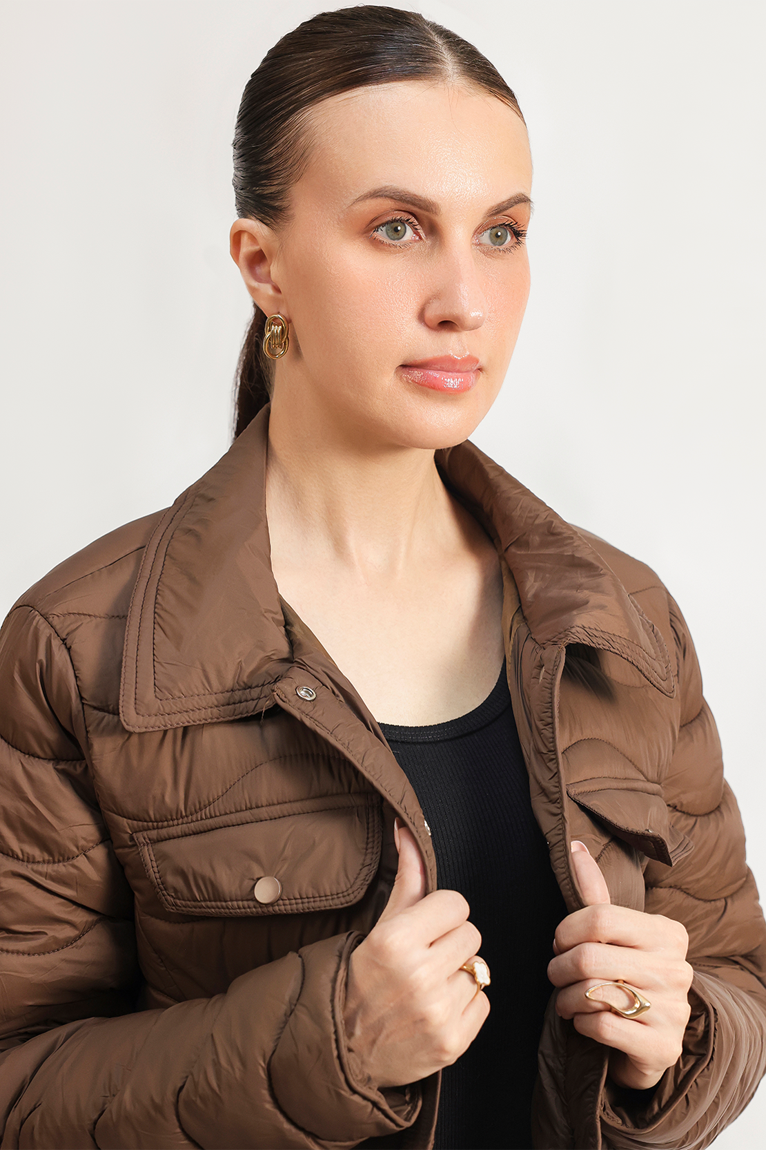 Quilted button-down jacket