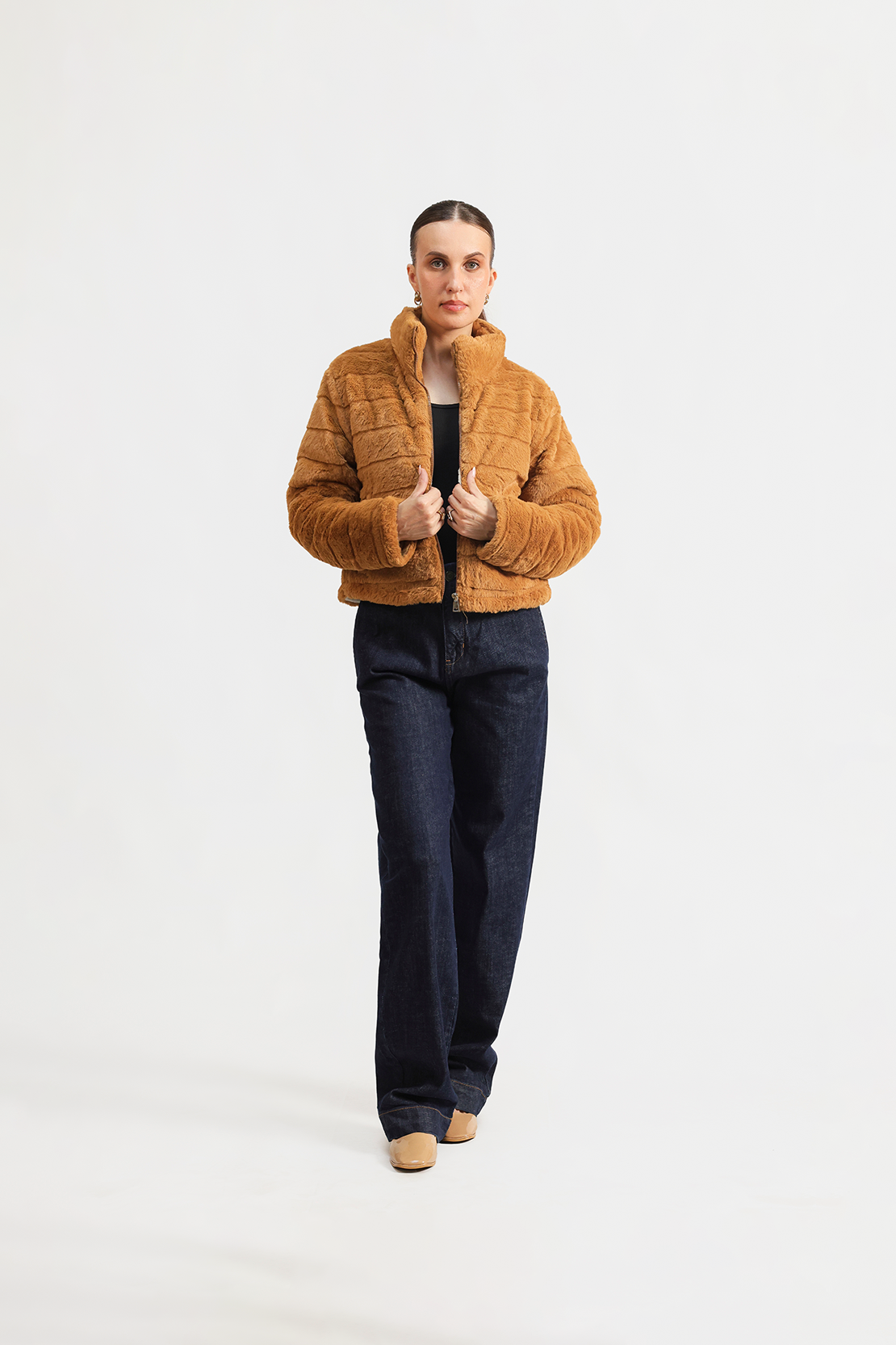 Mock Collar fur jacket