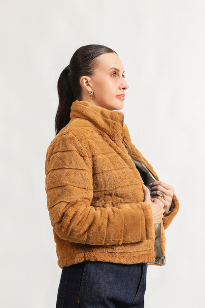 Mock Collar fur jacket