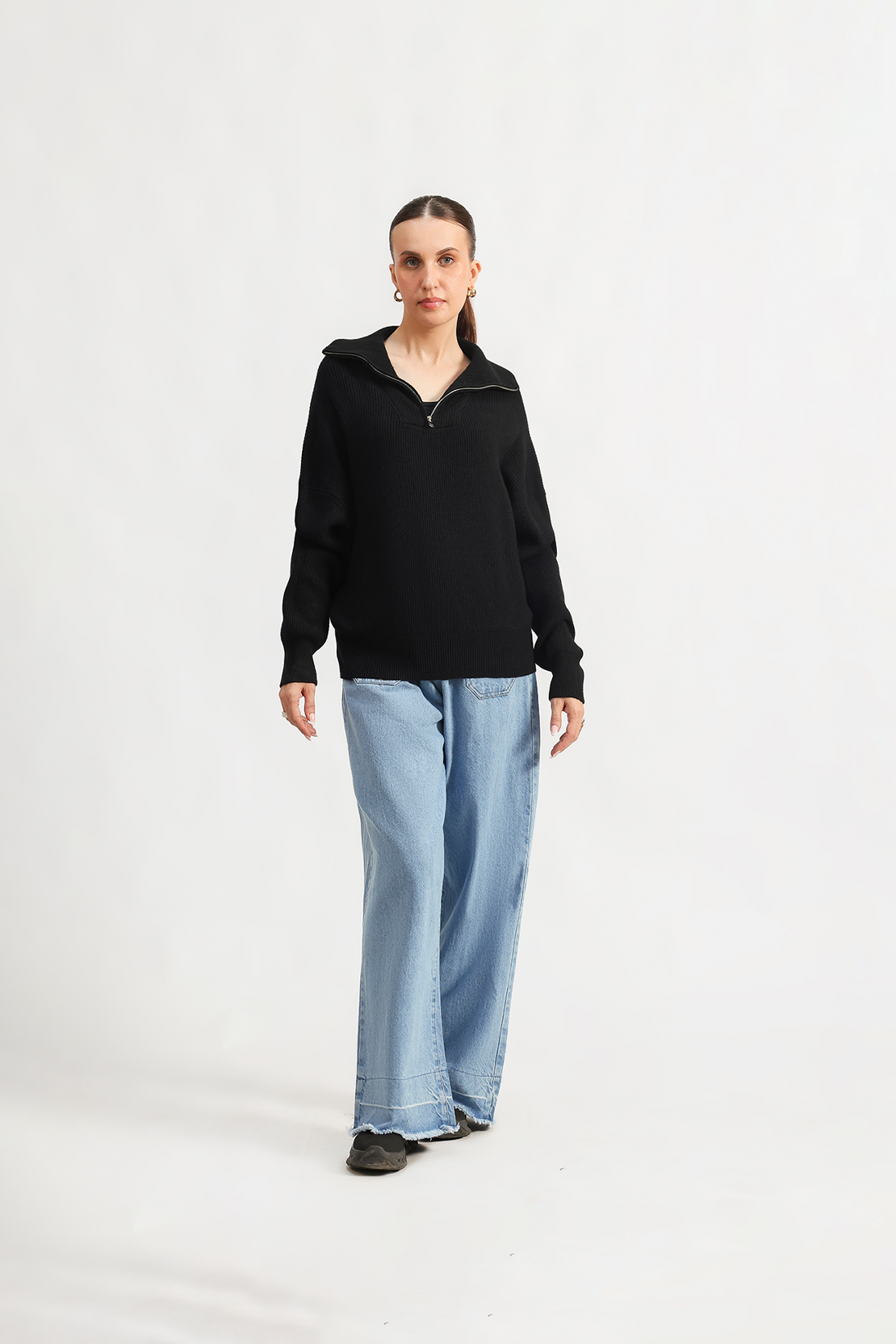 HALF ZIP KNIT JUMPER