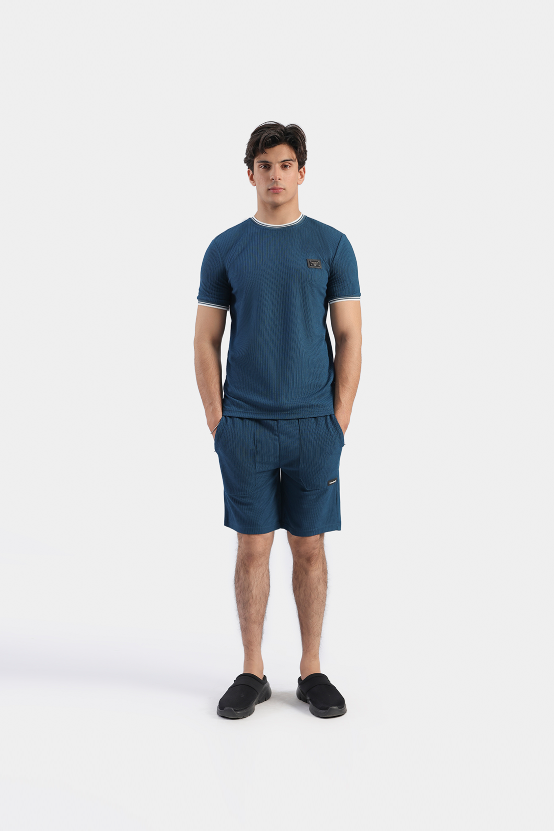 MEN COORD SET RIBBED SHORTS