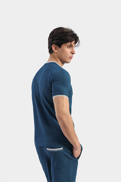 MEN COORD SET RIBBED SHIRT