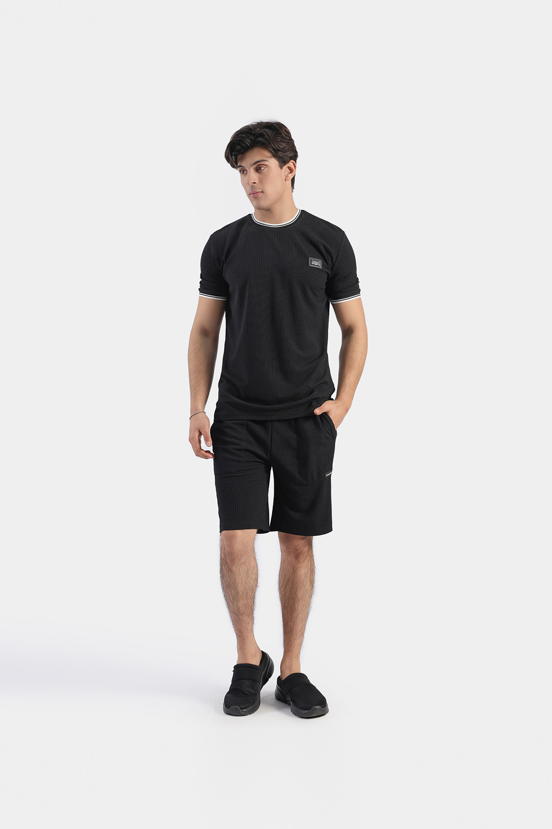 MEN COORD SET RIBBED SHIRT