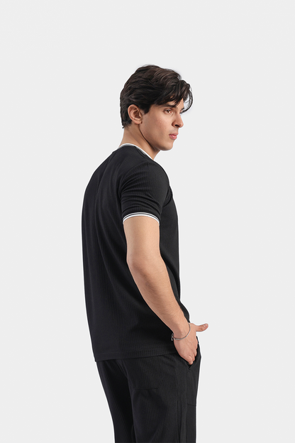 MEN COORD SET RIBBED SHIRT