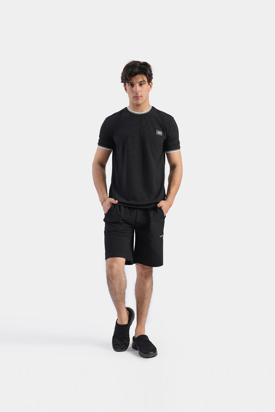 MEN COORD SET RIBBED SHIRT