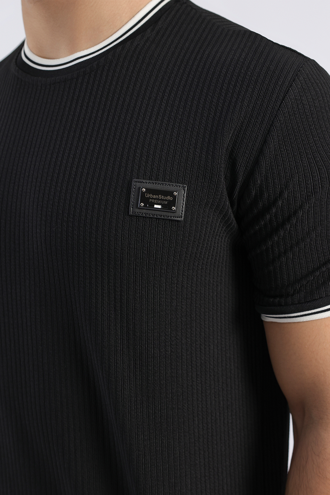 MEN COORD SET RIBBED SHIRT