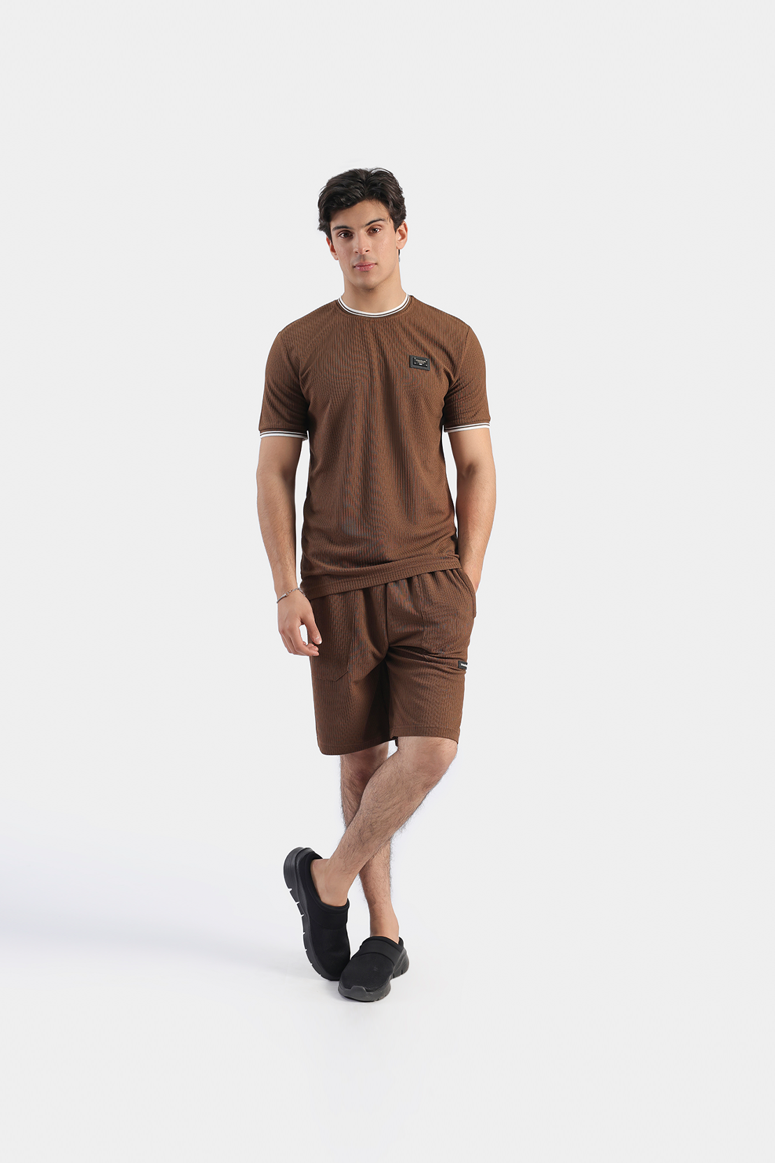 MEN COORD SET RIBBED SHIRT