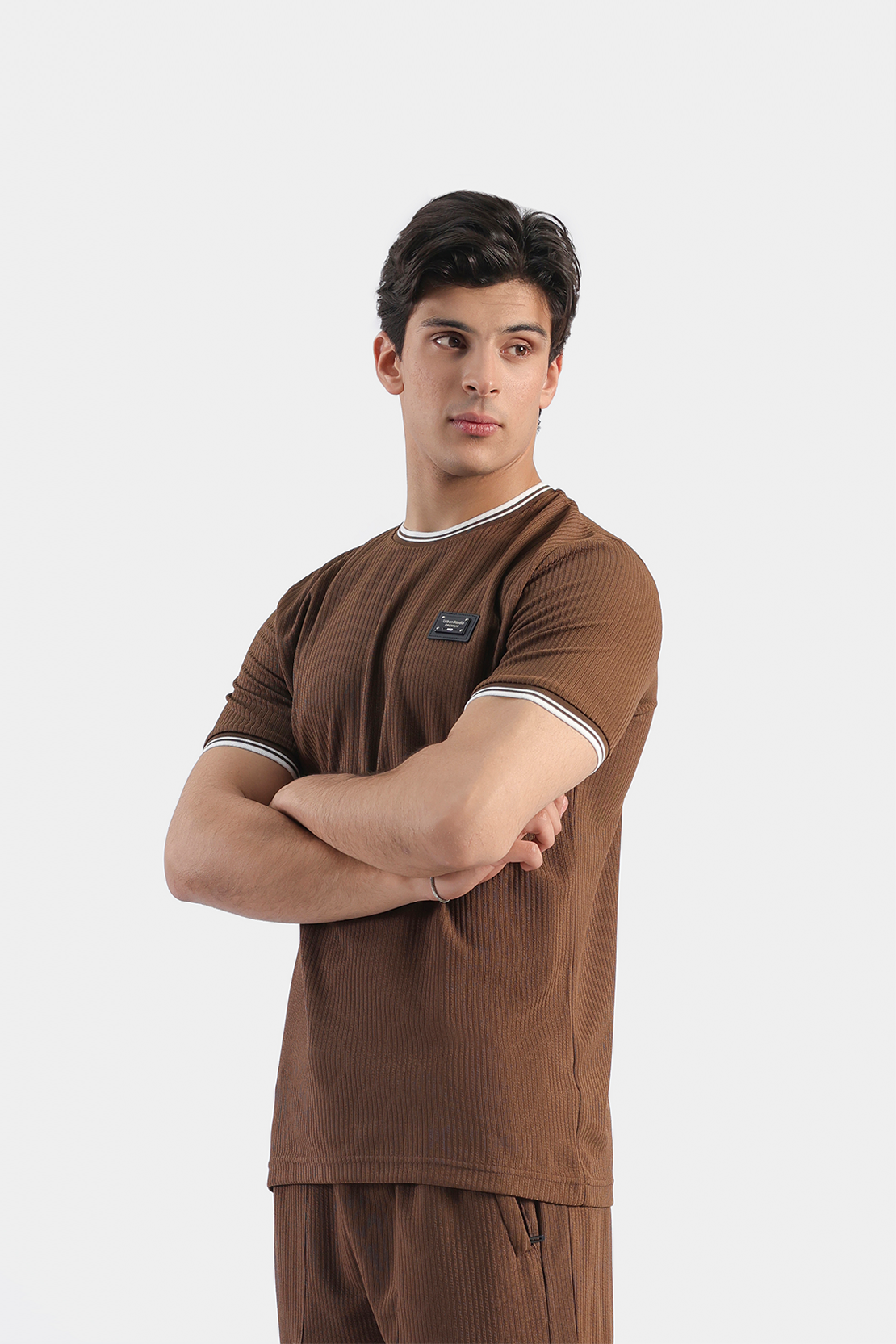 MEN COORD SET RIBBED SHIRT