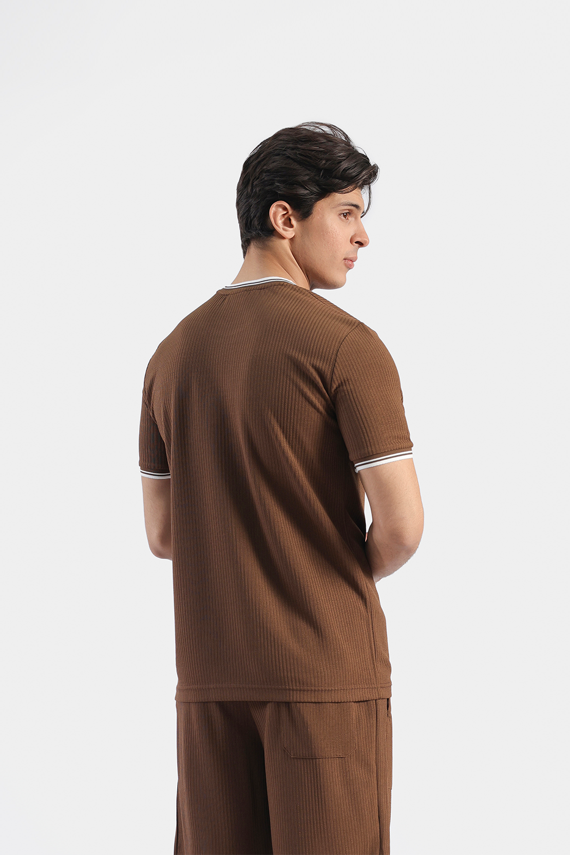 MEN COORD SET RIBBED SHIRT