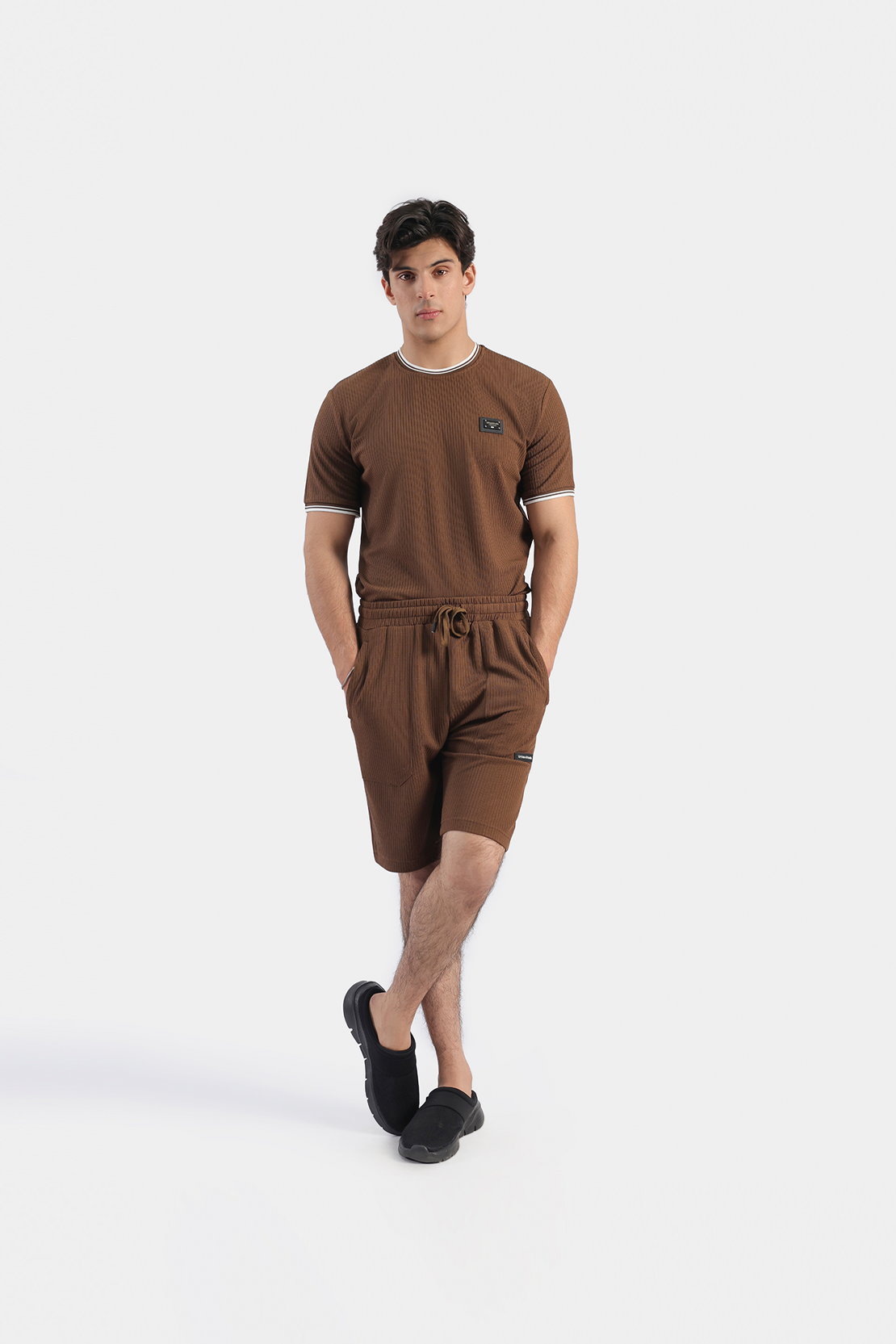 MEN COORD SET RIBBED SHORTS