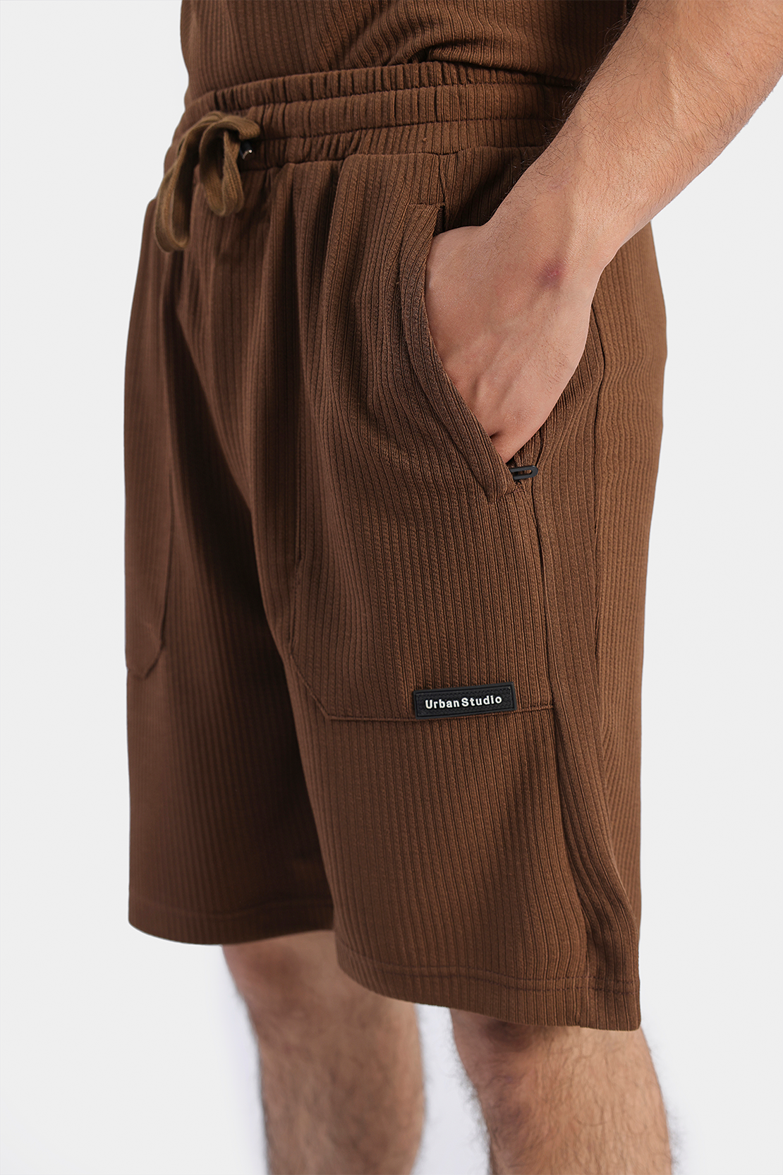 MEN COORD SET RIBBED SHORTS
