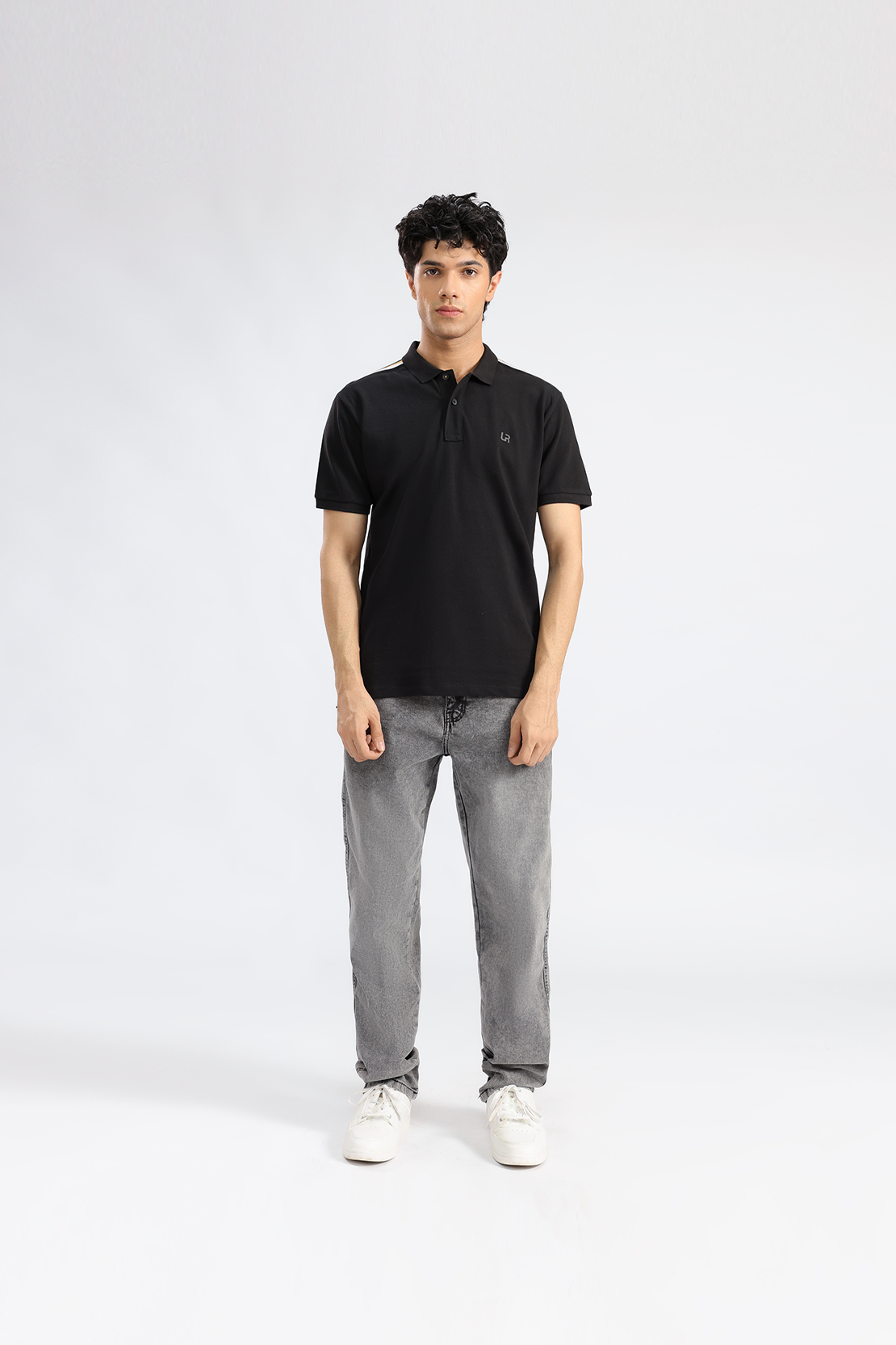Black Pique Polo
