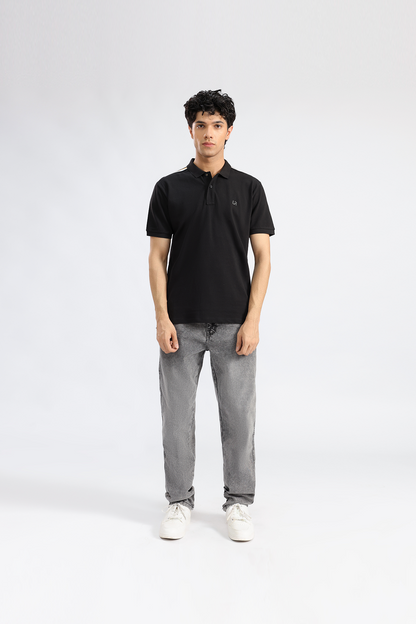 Black Pique Polo