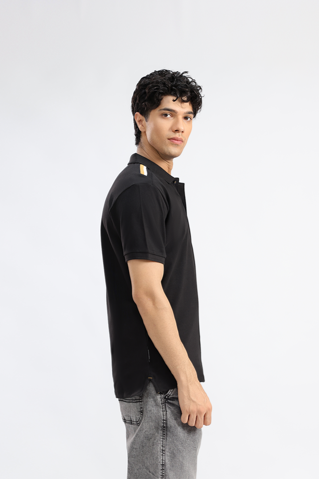 Black Pique Polo