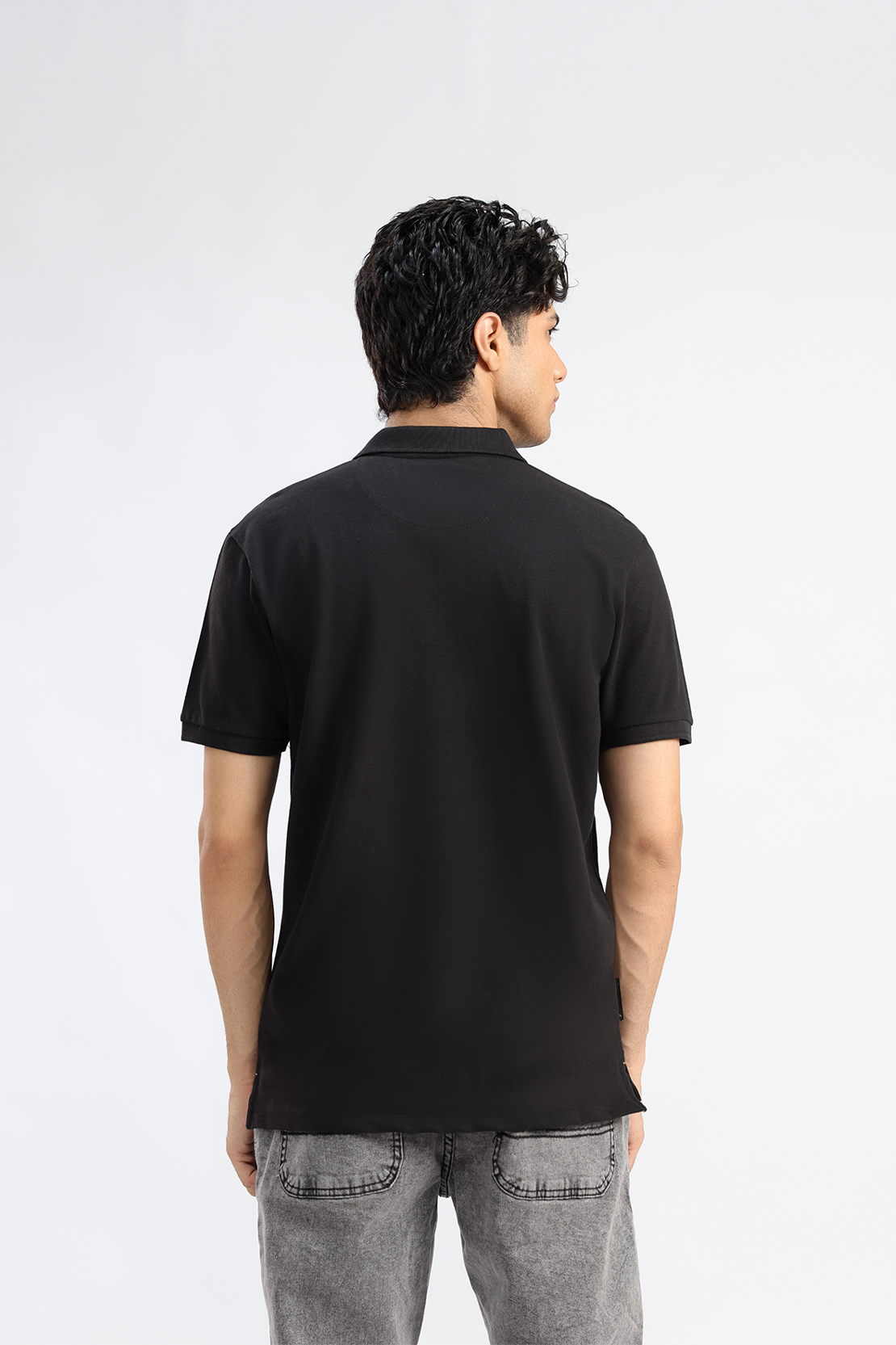 Black Pique Polo