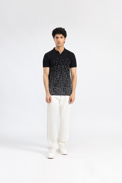 Black Pique Polo