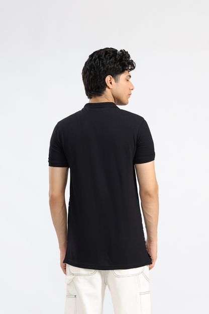 Black Pique Polo