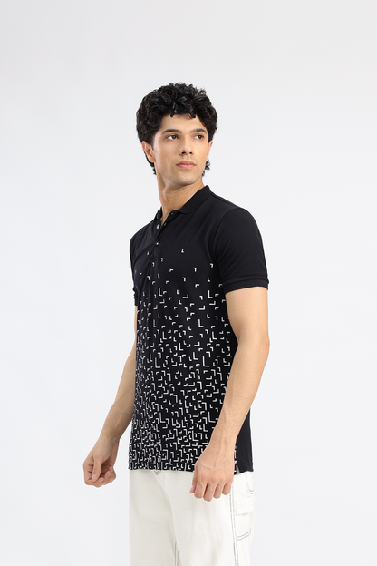 Black Pique Polo