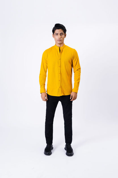 Men Ban Collar Casual Shirt