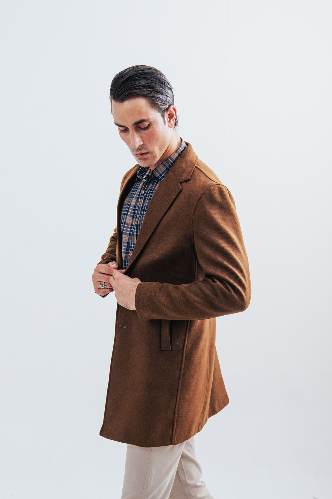 Men Slim Fit Long Coat