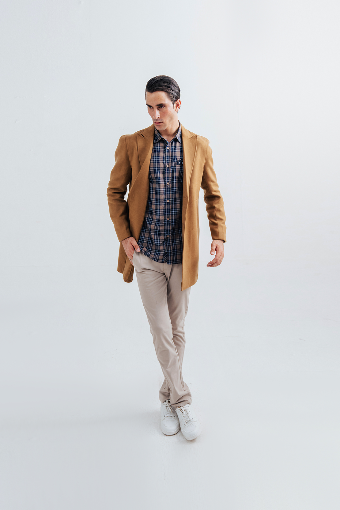 Men Slim Fit Long Coat