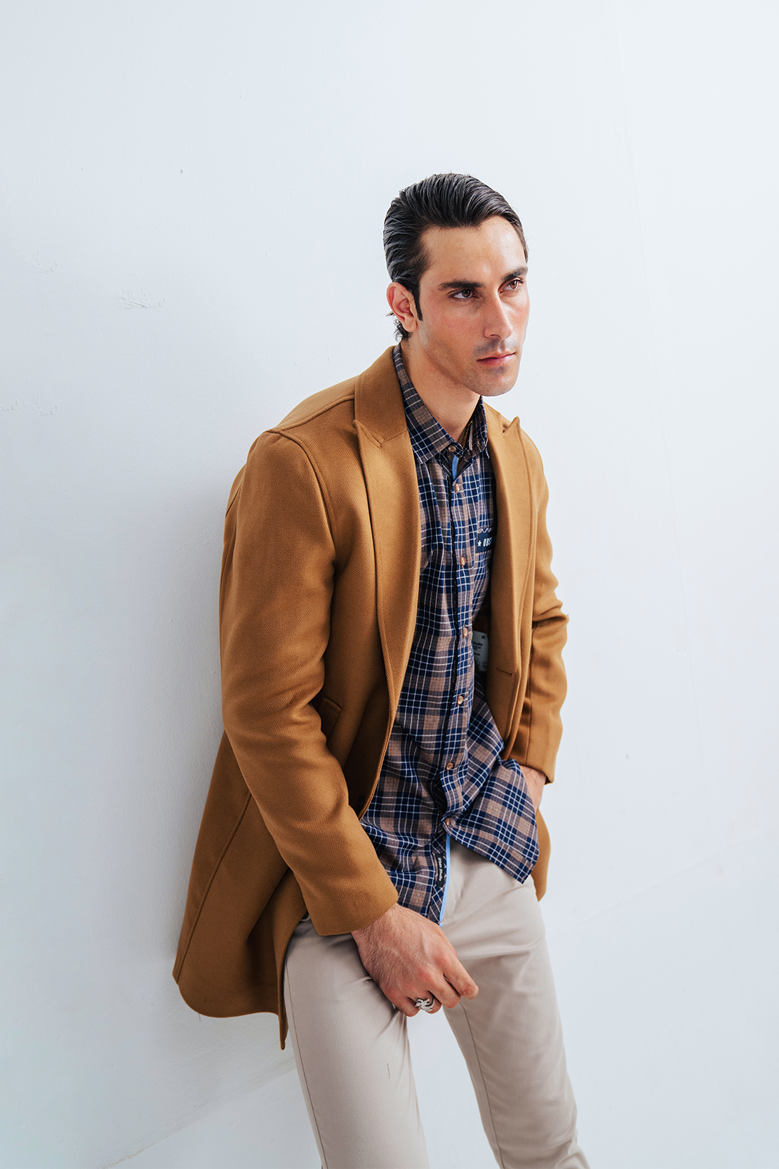 Men Slim Fit Long Coat