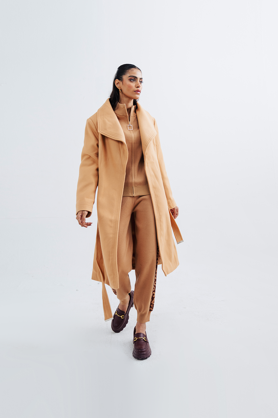 Ladies Belted Long Coat