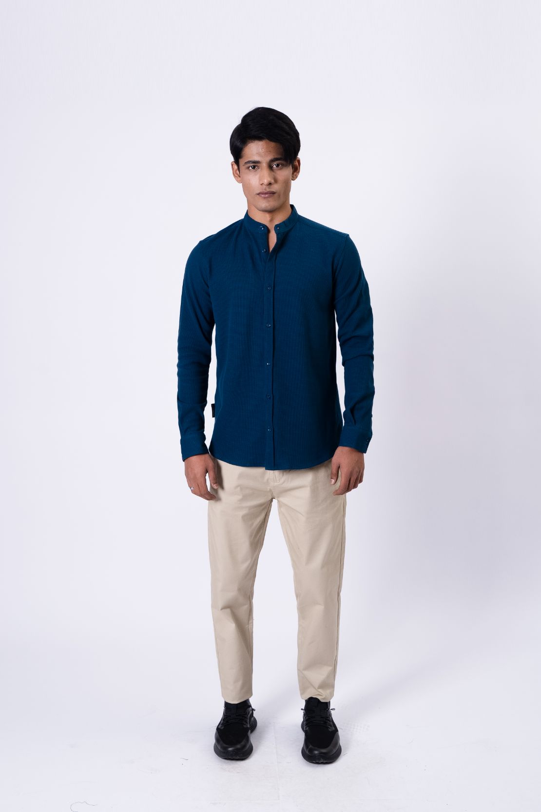 Men Ban Collar Casual Shirt