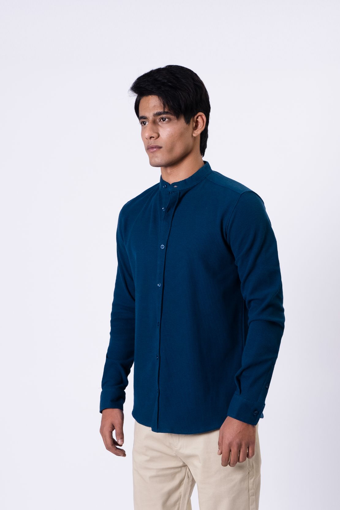 Men Ban Collar Casual Shirt