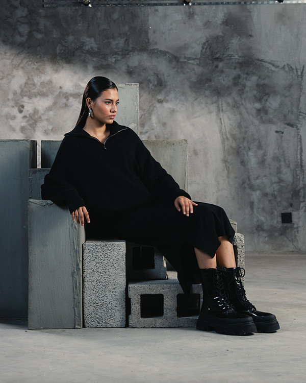 HALF ZIP KNIT JUMPER